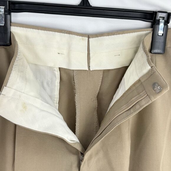 Vintage Dress Pants Pleated Front Cuffed Hems Mens 32 x 31 Beige - Picture 6 of 16